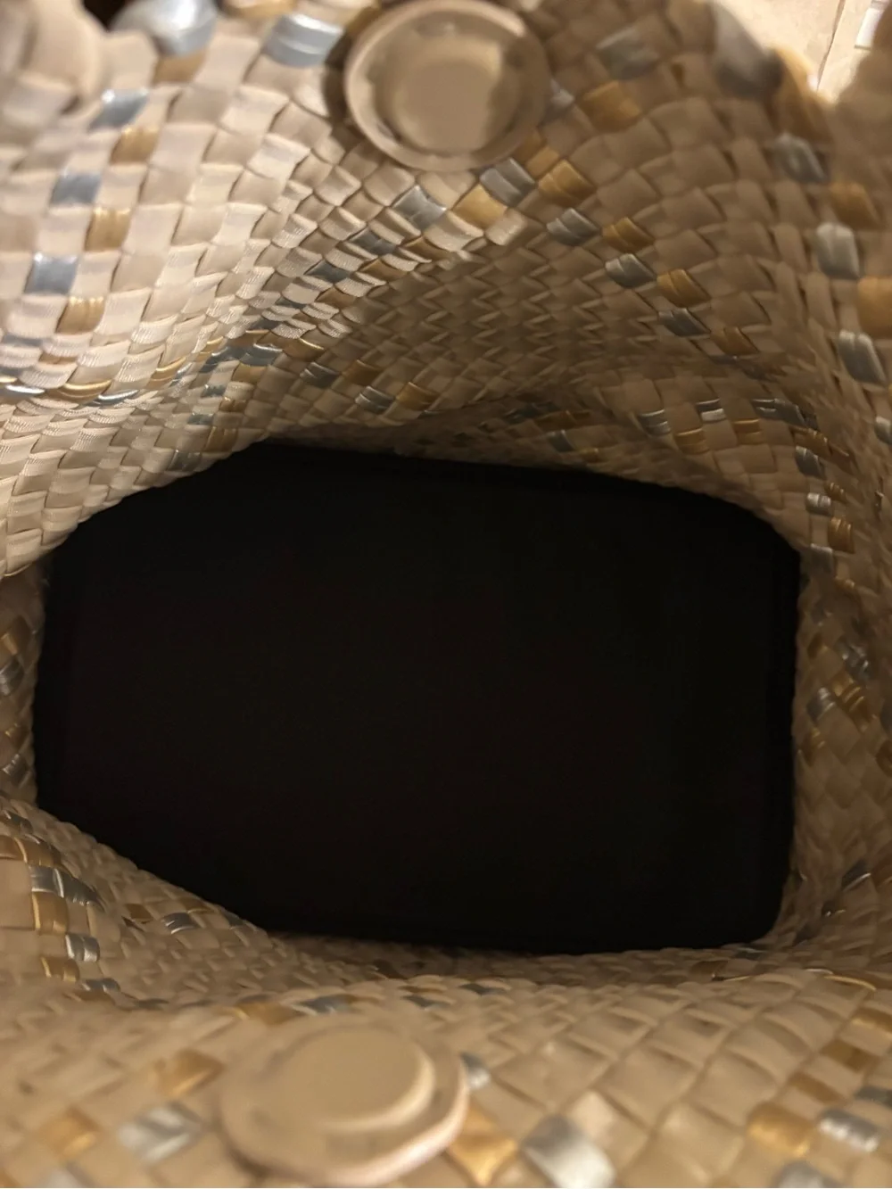 Parker & Hyde Beige Metallic Woven Tote Bag and Strap